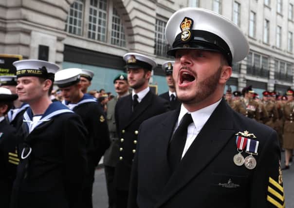 Petty Officer Michael Speedie taking part in London Pride. Photo: LPhot Joe Cater. CROWN COPYRIGHT