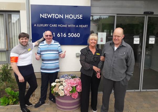 Thomas Horwood (Wellbeing & Lifestyle Coach), Eric Dobson (Resident) Cathy Armstrong (Homemaker) John Thom (Resident) are delighted with the new community walk.