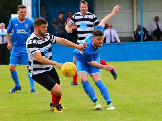 Lanark United ace Hugh Kerr in action against Ardrossan Winton Rovers on Saturday (Pic by Billy Quigley)