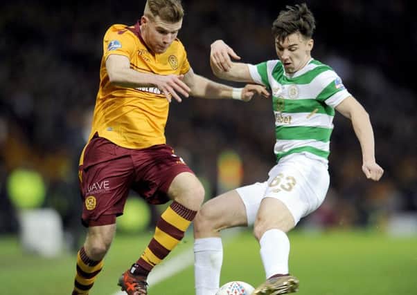 Kieran Tierney in action for Celtic in the 2017 Betfred Cup Final against Motherwell (pic: Michael Gillen)
