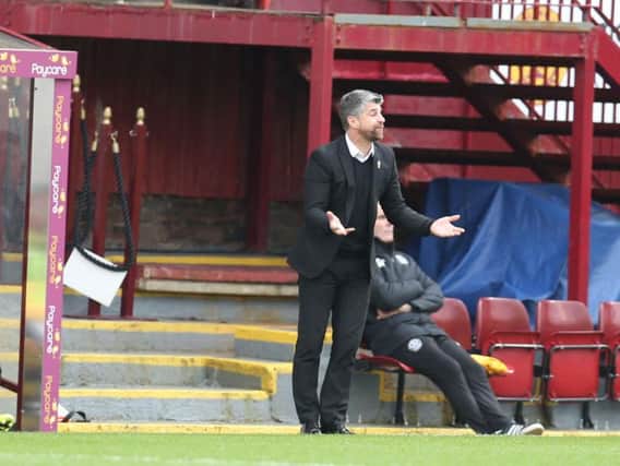 Motherwell gaffer Stephen Robinson pictured during the last meeting with Hearts on February 17, which the Steelmen won 2-1 thanks to goals by Jake Hastie and David Turnbull (Pic by Ian McFadyen)