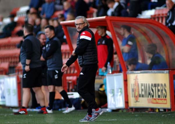 Danny Lennon looks on during Saturday's defeat at Airdrie (pic: John Steven/Airdrie FC)