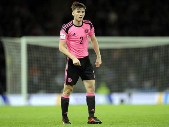 Kieran Tierney, pictured on Scotland duty, joined Arsenal for 25 million from Celtic (Pic by Michael Gillen)