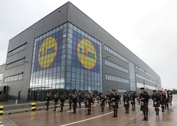 North Lanarkshire Schools' Pipe Band perform at the opening of the Lidl distribution depot