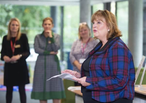 The Cabinet Secretary for Culture, Tourism and External Affairs, Fiona Hyslop,  announces the successful bids for this year's Public Library Improvement Fund (PLIF).
 (Photo:Lesley Martin)