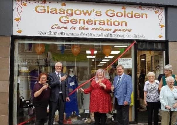 From left  Morag McIntosh (CEO Glasgows Golden Generation), Lex Robertson (Shop Manager), Michelle McManus and GGG Chairman, Mike Riddell.