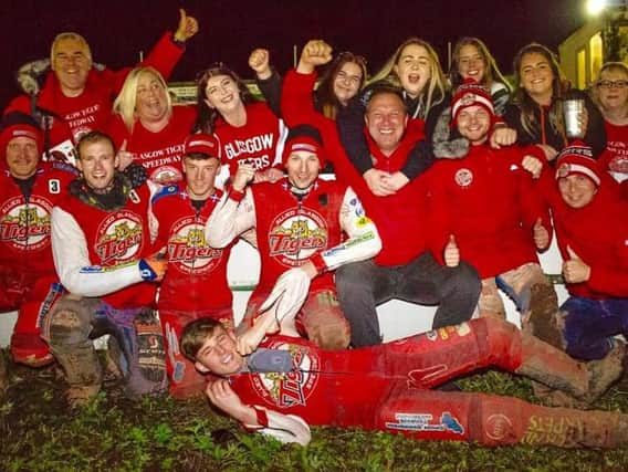 Glasgow Tigers riders and fans celebrate after their semi-final win