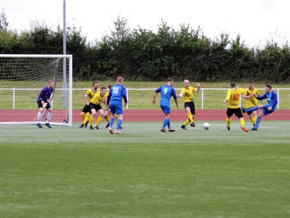 Action from Carluke Rovers v Bellshill on Saturday (Pic by Kevin Ramage)