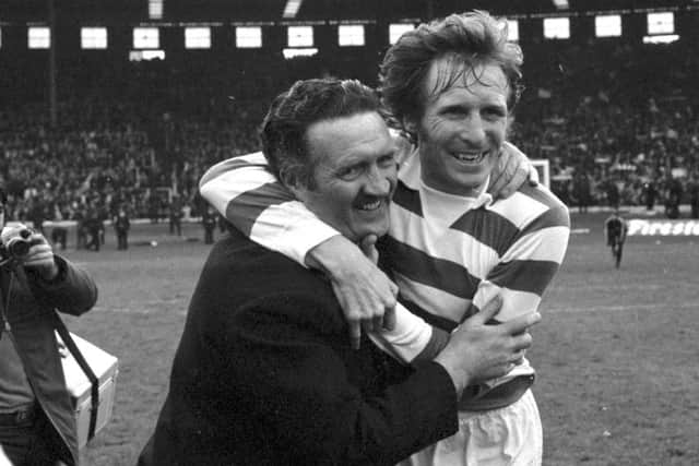 Billy McNeill (right) skippered Celtic team managed by Jock Stein (also pictured) to 1967 European Cup crown