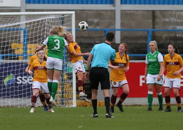 Action from Hibernian Ladies 4-1 Motherwell Women Scottish Cup semi-final  (picture:Ian McFadyen)
