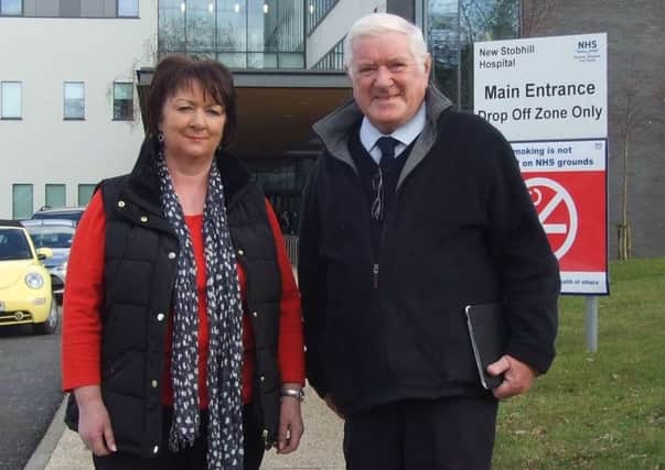 Successful campaign: Rona Mackay MSP and Tom Herbert outside Stobhill Hospital.