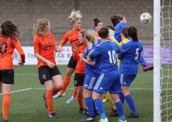 Sam Kerr scores for Glasgow City in their win at Forfar (pic:Tommy Hughes)
