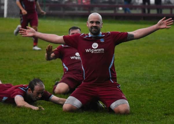 Cumbernauld United's Chris Hall celebrates after his dramatic winner (pic: Chloe Kelly)