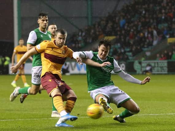 Liam Polworth put Motherwell ahead at Easter Road but the Steelmen ended up on the wrong end of a 3-1 defeat (Pic by Ian McFadyen)