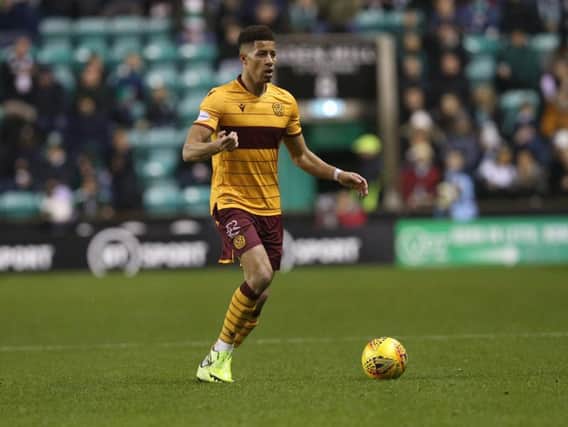 Jake Carroll playing for Motherwell at Easter Road on Saturday (Pic by Ian McFadyen)