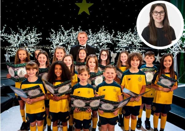 Violet( inset) and the children's choir . (Photo: Celtic FC)