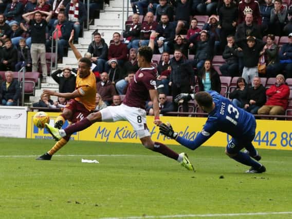 Jermaine Hylton scores for Motherwell at Tynecastle three months ago. What was the final score?