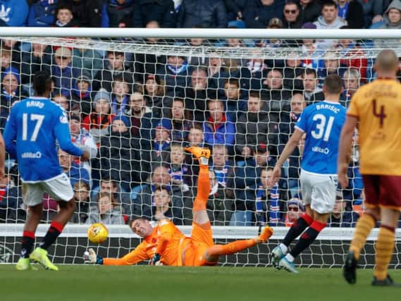 Motherwell's goal hits the net at Ibrox in October (Pic by Ian McFadyen)