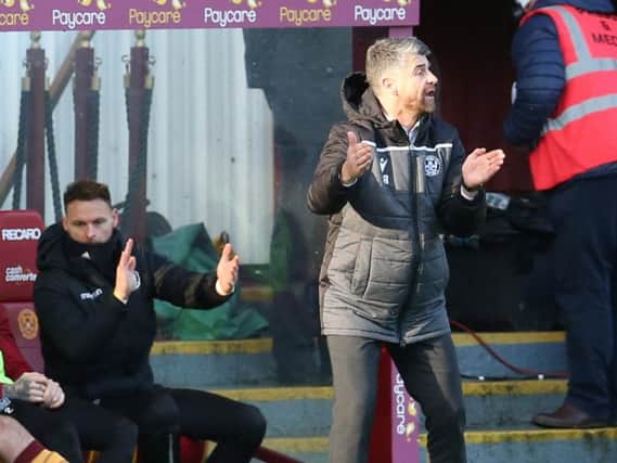 Stephen Robinson encourages his troops against Rangers (Pic by Ian McFadyen)