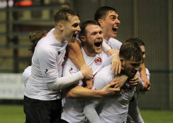 Clyde celebrate their third goal whch sealed their win over Airdrie (pic: Craig Black Photography)