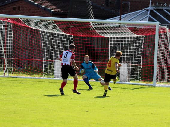 Action from Bellshill Athletics 2-0 win at Larkhall Thistle in September (Pic by Brian Closs)