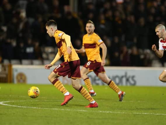 Ross Maciver (left) in action for Motherwell against Hamilton Accies on December 29 (Pic by Ian McFadyen)