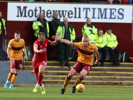 Liam Grimshaw in action for Motherwell against Aberdeen earlier this season (Pic by Ian McFadyen)