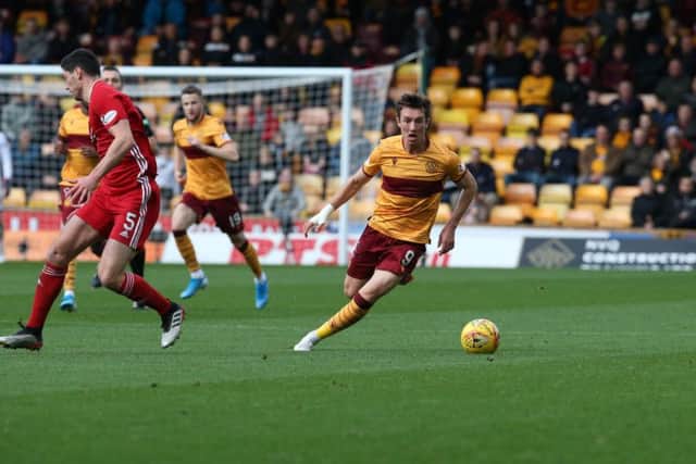 Chris Long will be out to wreak havoc on the Aberdeen defence after netting a hat-trick against Dundee in Saturday's 3-0 William Hill Scottish Cup fourth round win for the Steelmen (Pic by Ian McFadyen)