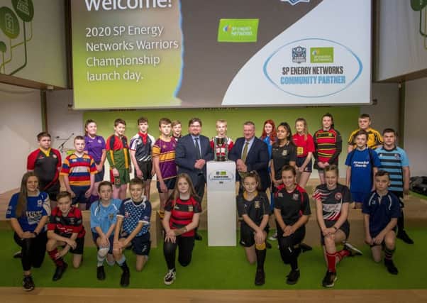 The Launch of the SP Energy Networks Warriors Championships with representatives of the schools taking part meeting Warriors players.
(Photo: © Craig Watson
)