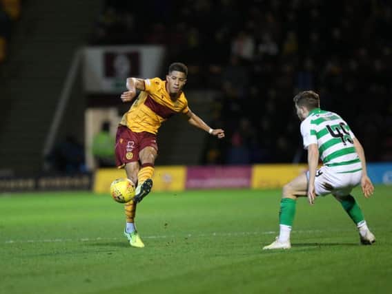 Jake Carroll in action against Celtic on Wednesday night (Pic by Ian McFadyen)